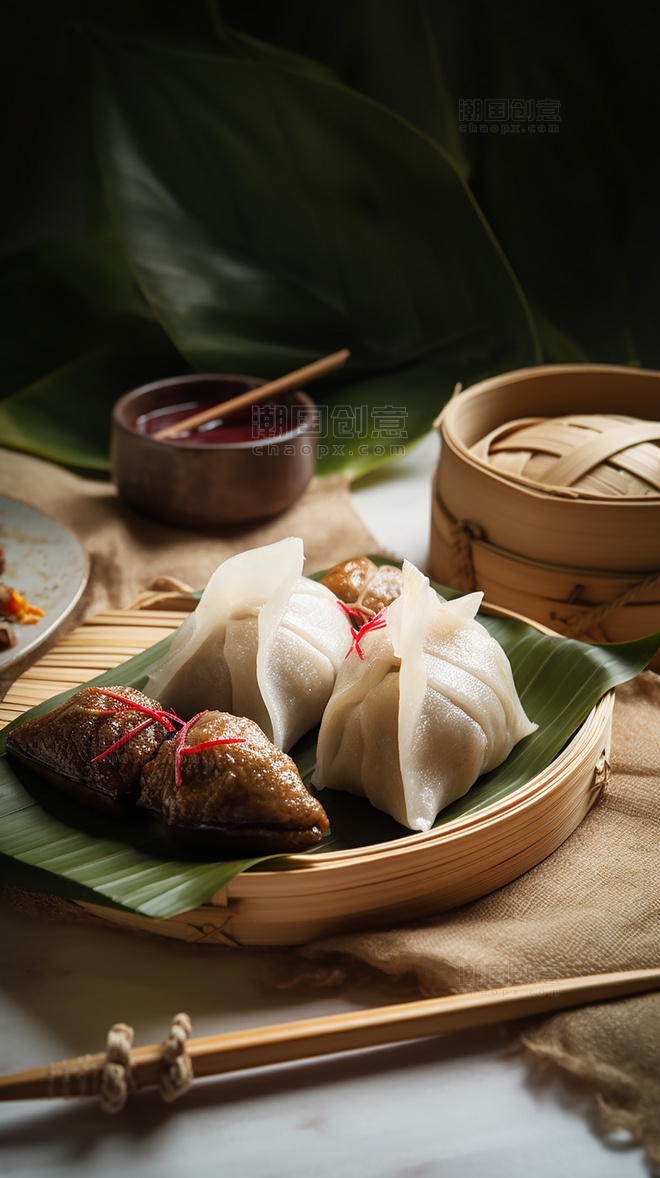 美味粽子美食特色中国传统节日端午节糯米粽子摄影图高清食物拍摄