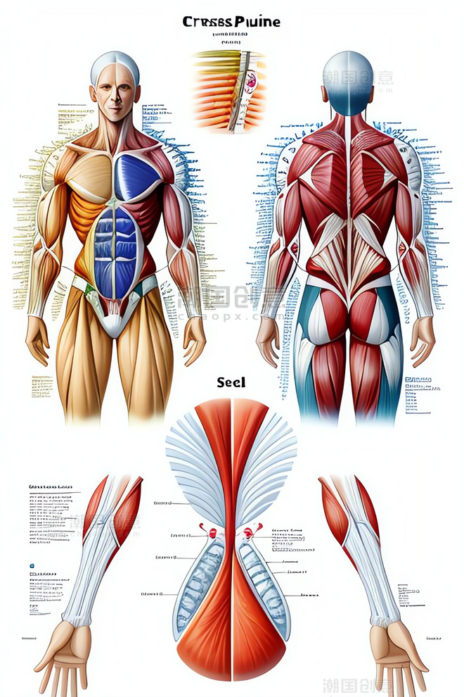 人体肌肉组织图鉴数字插画