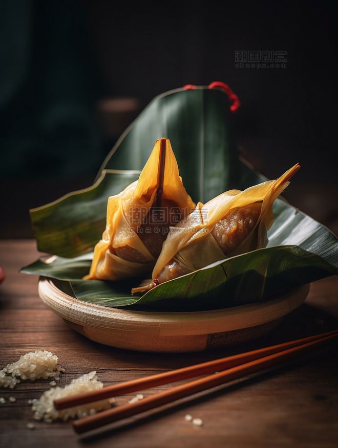 高清食物拍摄端午节中国传统节日美食特色糯米粽子美味粽子摄影图