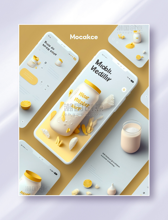 清新牛奶奶粉主题手机程序APP界面UI设计