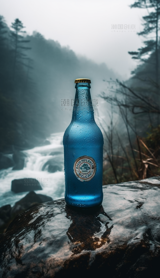冰蓝啤酒瓶包装设计全景