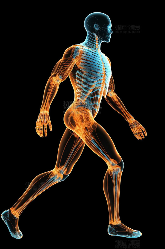 人体模型关节骨骼解剖透视图背景