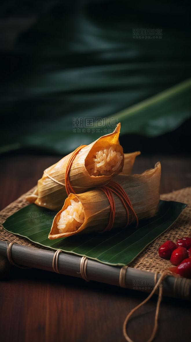 高清食物拍摄中国传统节日端午节美食特色糯米粽子美味粽子摄影图