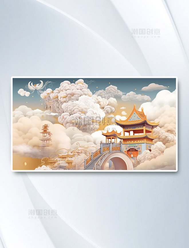 中国风国潮古典风景插画