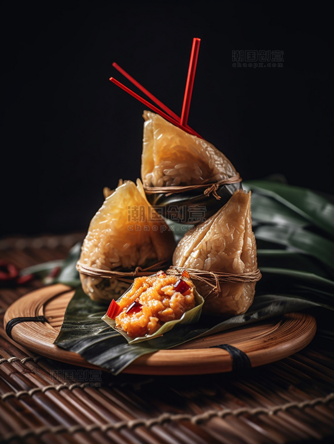 摄影图端午节中国传统节日美食特色糯米粽子美味粽子高清食物拍摄