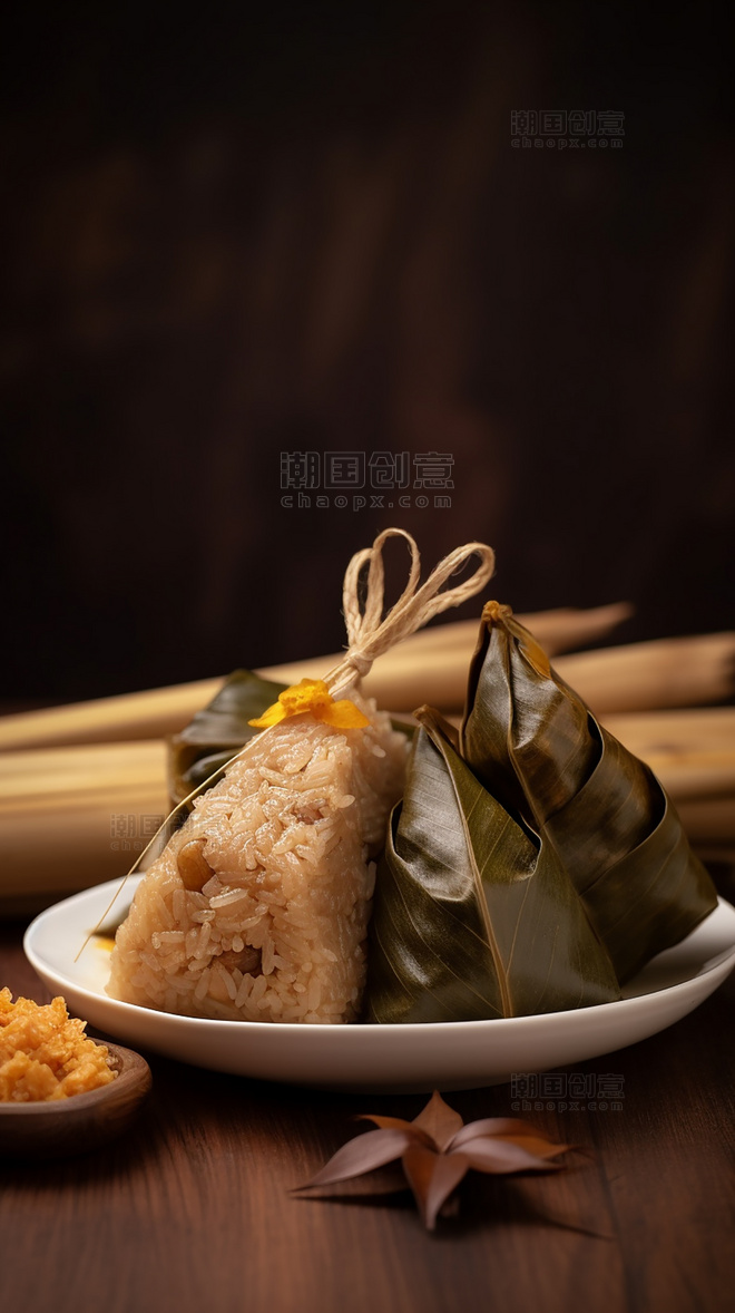 美食特色中国传统节日端午节糯米粽子美味粽子摄影图高清食物拍摄