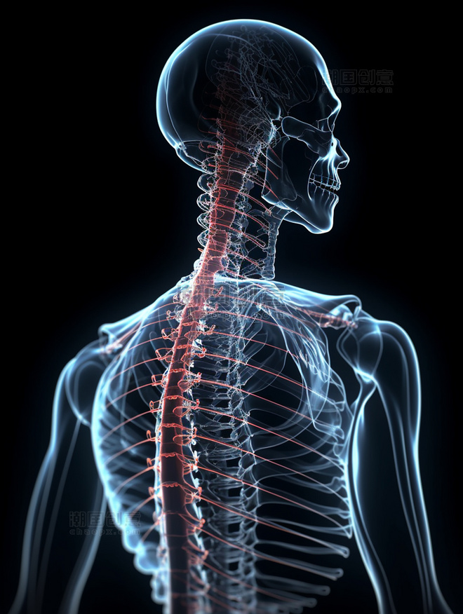 人体颈椎和脊柱部位关节透视图AI绘画