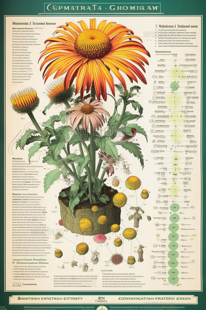 植物花卉科普科学展示手绘插图