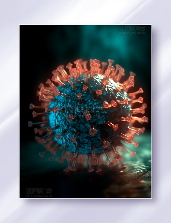 红蓝色生物病毒显微镜放大特写细菌病菌