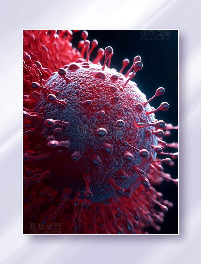 红色病毒细胞细菌病菌高清特写