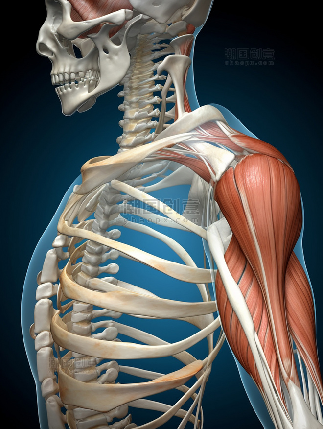 人体胸腔部位关节透视图AI绘画