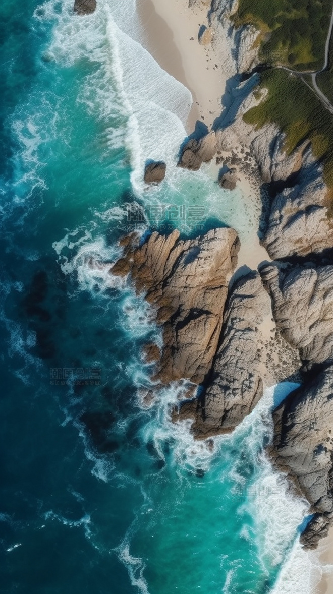 美丽的风景海洋摄影图无人机摄影鸟瞰图大海海岸岩石悬崖波浪