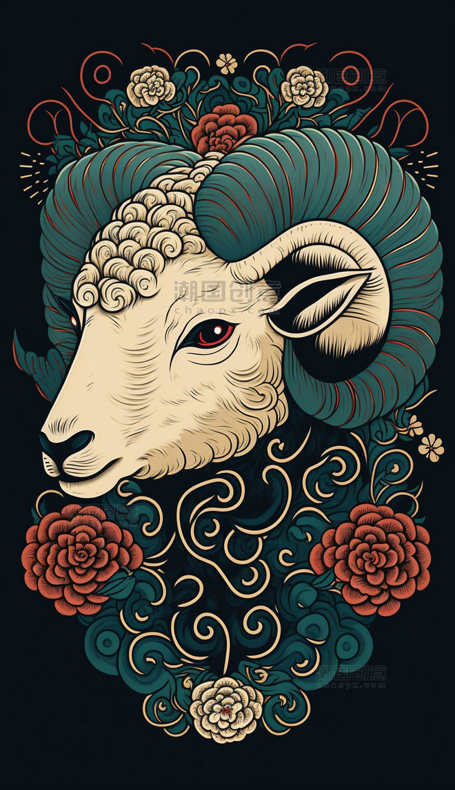 十二生肖生肖羊羊头动物