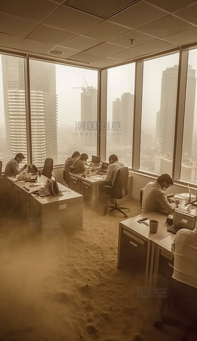 沙尘暴的办公室工作环境