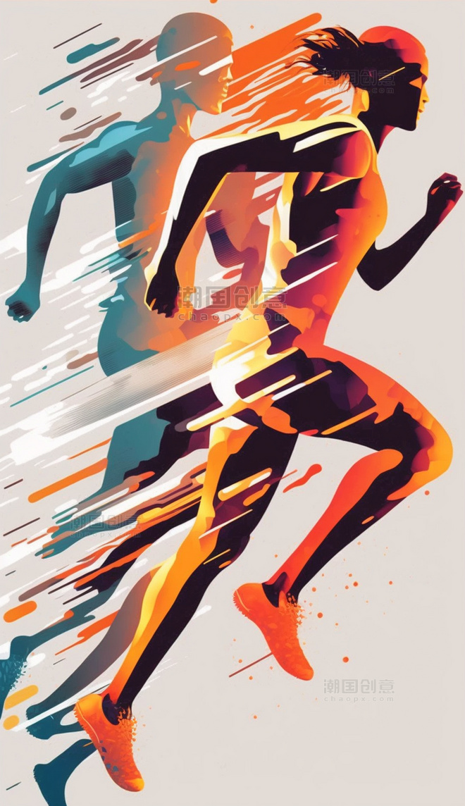 动感运动人物女士跑步剪影跑步体育