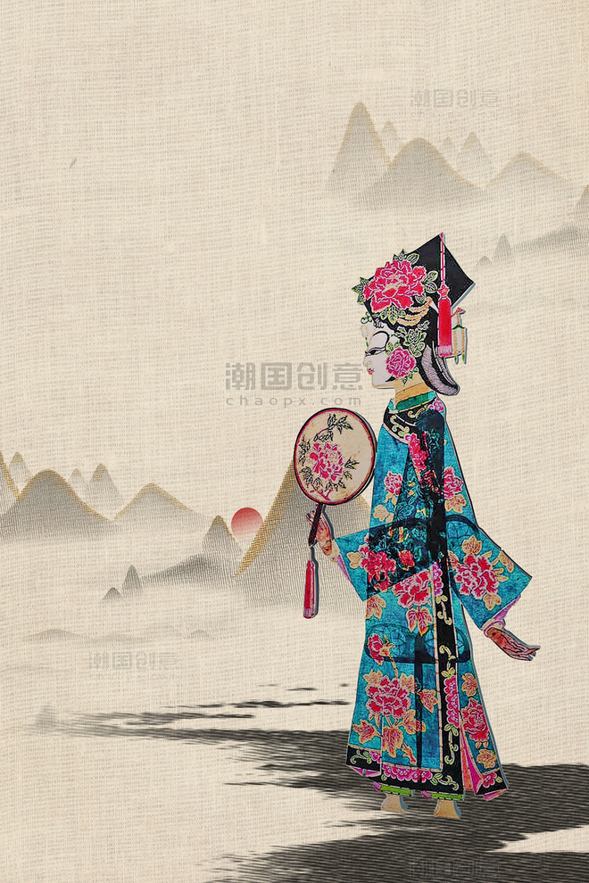 中国风皮影戏文化传承高清背景AI绘画