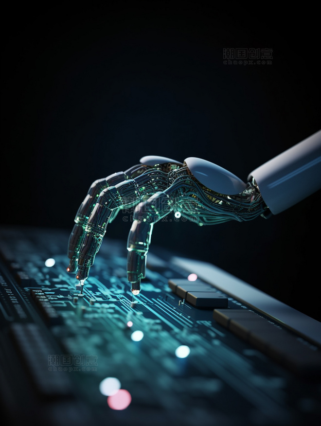 未来科技机械臂科技科幻大数据AI绘画 