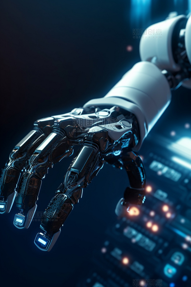 科技机械手臂未来背景AI绘画