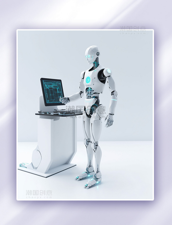 人工智能AI科技机器人数字插画