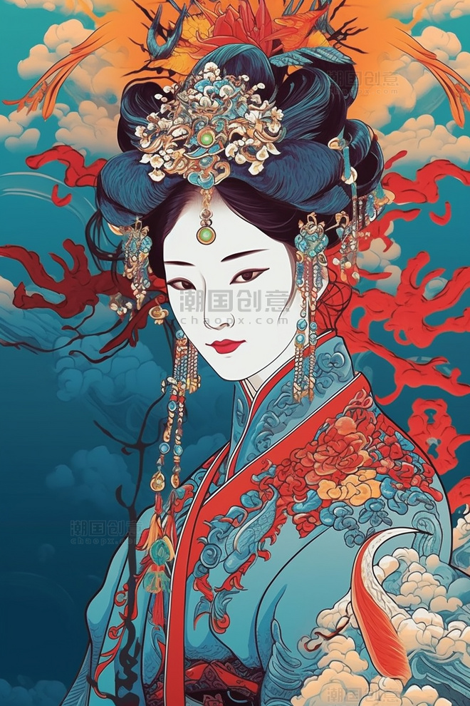 中国传统戏曲角色数字艺术 数字插画