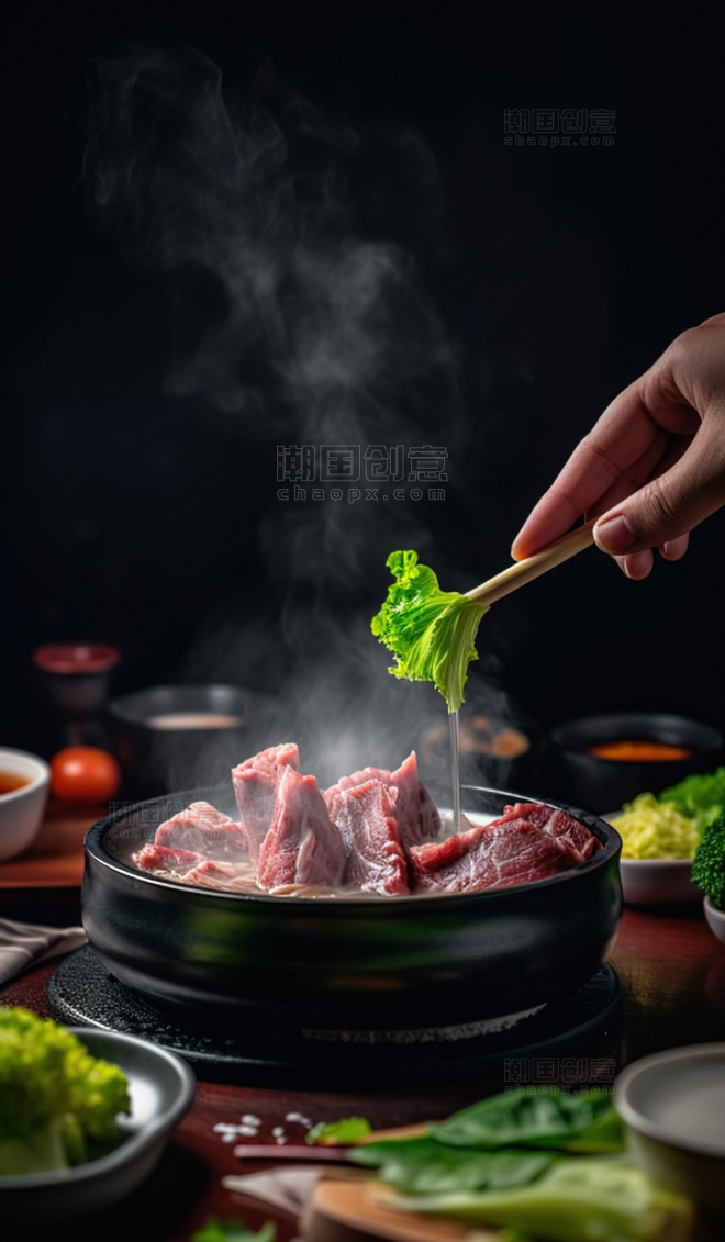 中式美食牛肉锅子食品 