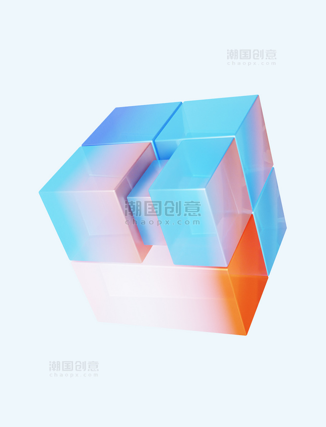 3D立体玻璃质感渐变几何装饰