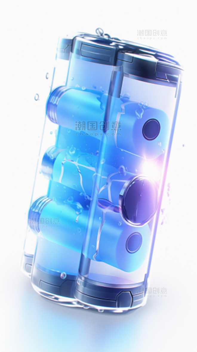 新能源锂离子电池酷炫概念图蓝色