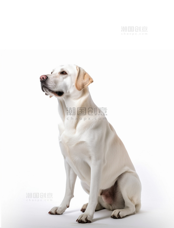 拉布拉多犬摄影图纯色背景动物狗