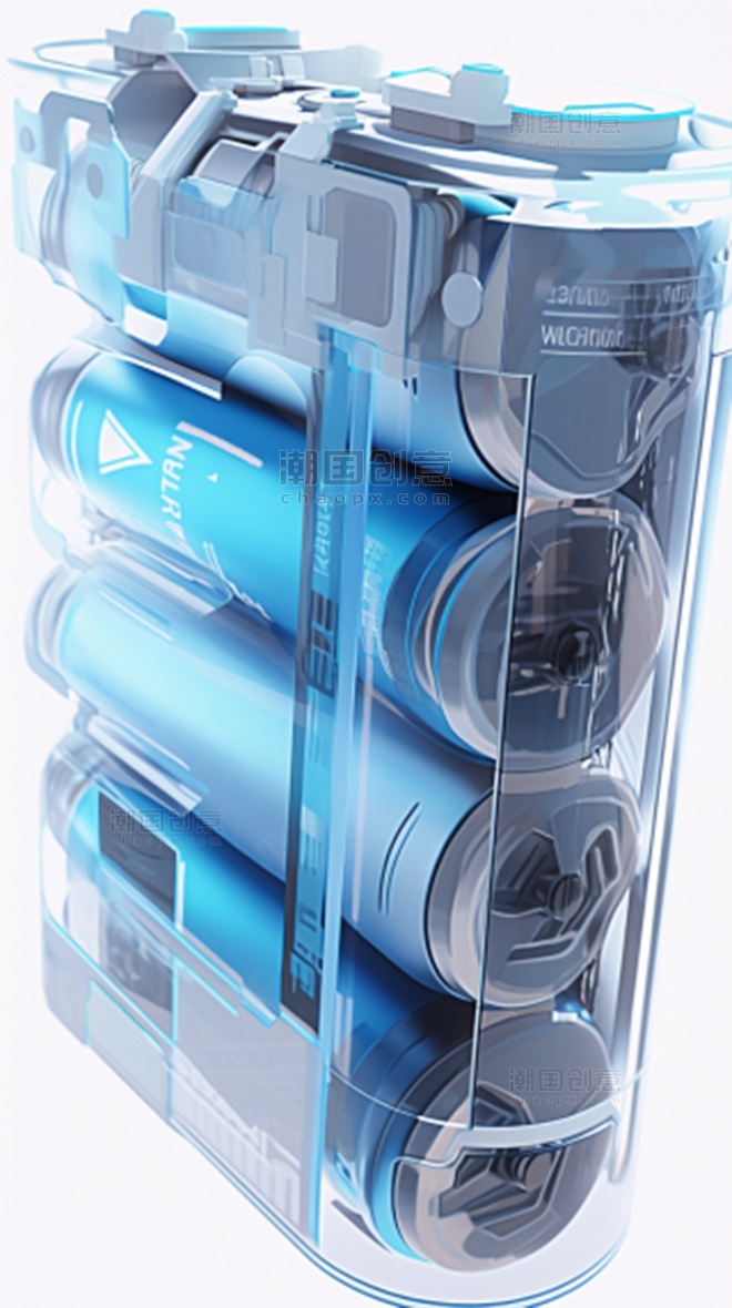 新能源电池锂电池酷炫概念图蓝色