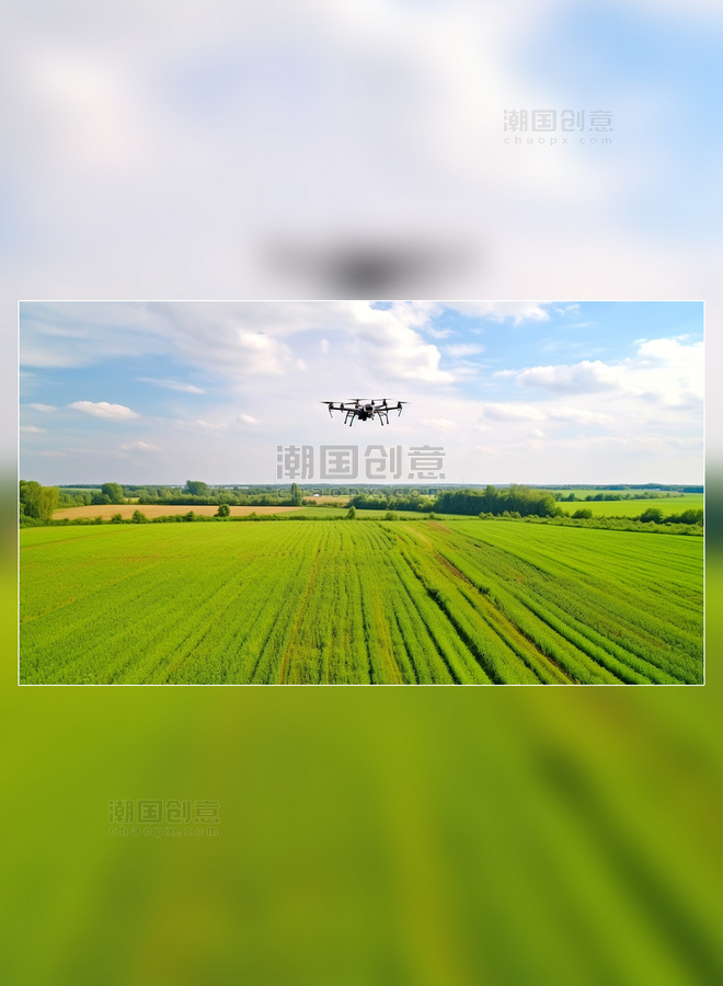 无人机高清摄影图农业场景摄影阳光明媚绿色春天蓝天