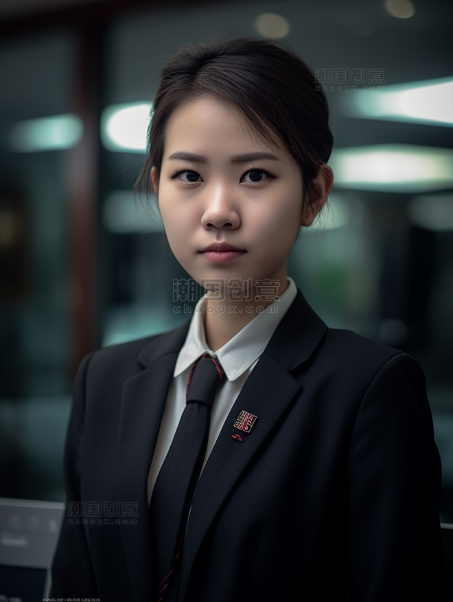 一张女生照片专业人员银行人员管理人员半身照高质量柔和的光线注意细节