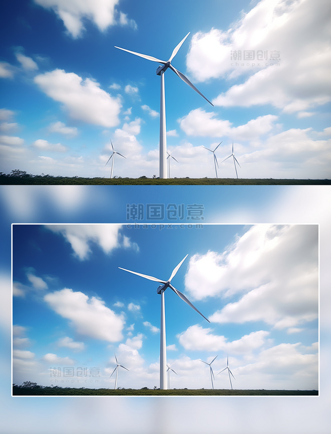 蓝天白云风能摄影新能源环保