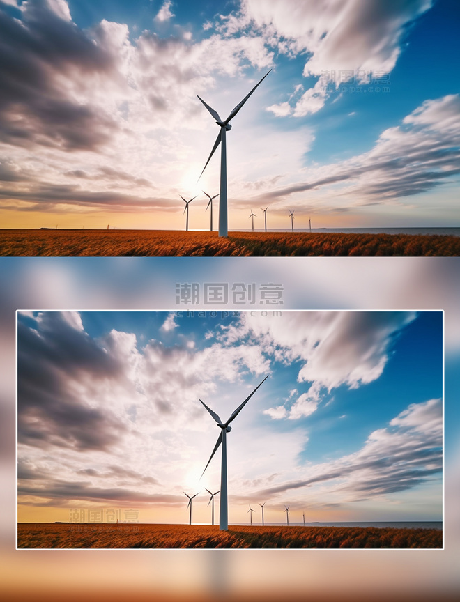 傍晚风扇风能发电摄影新能源环保