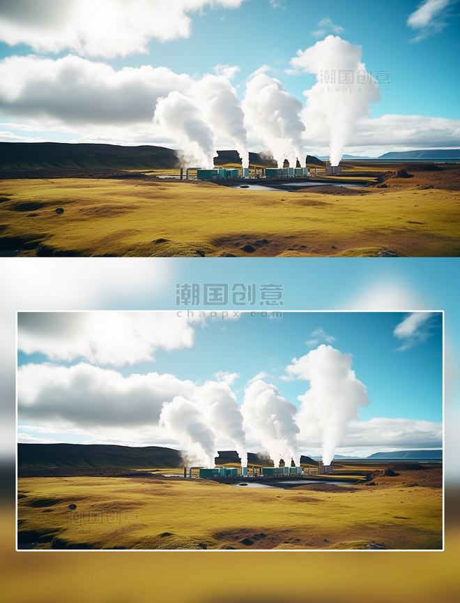 蓝天白云地热能场景摄影新能源