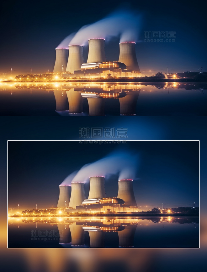 夜晚灯光核能新能源环保摄影