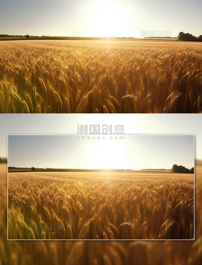 农田小麦麦穗摄影图农田