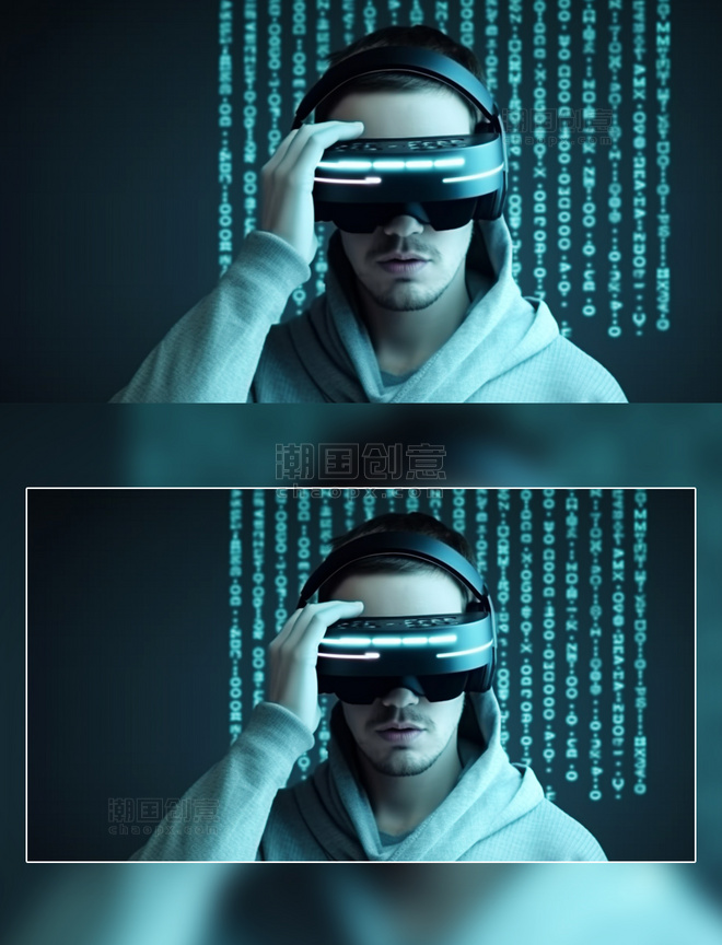 人物佩戴VR眼镜摄影元宇宙科技