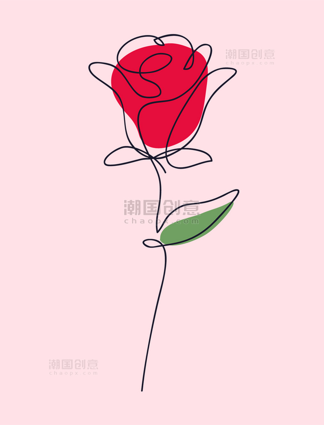 520线条玫瑰花朵线条艺术