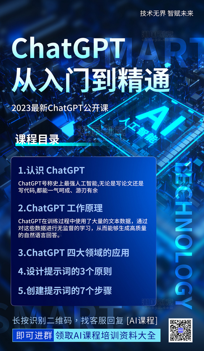 蓝色chatgpt人工智能AI课程科技海报