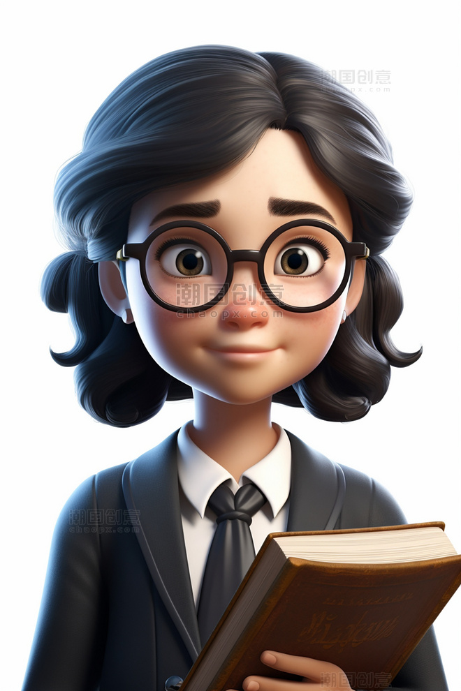 3D可爱风皮克斯风格人物肖像头像律师法务职业女性女孩1