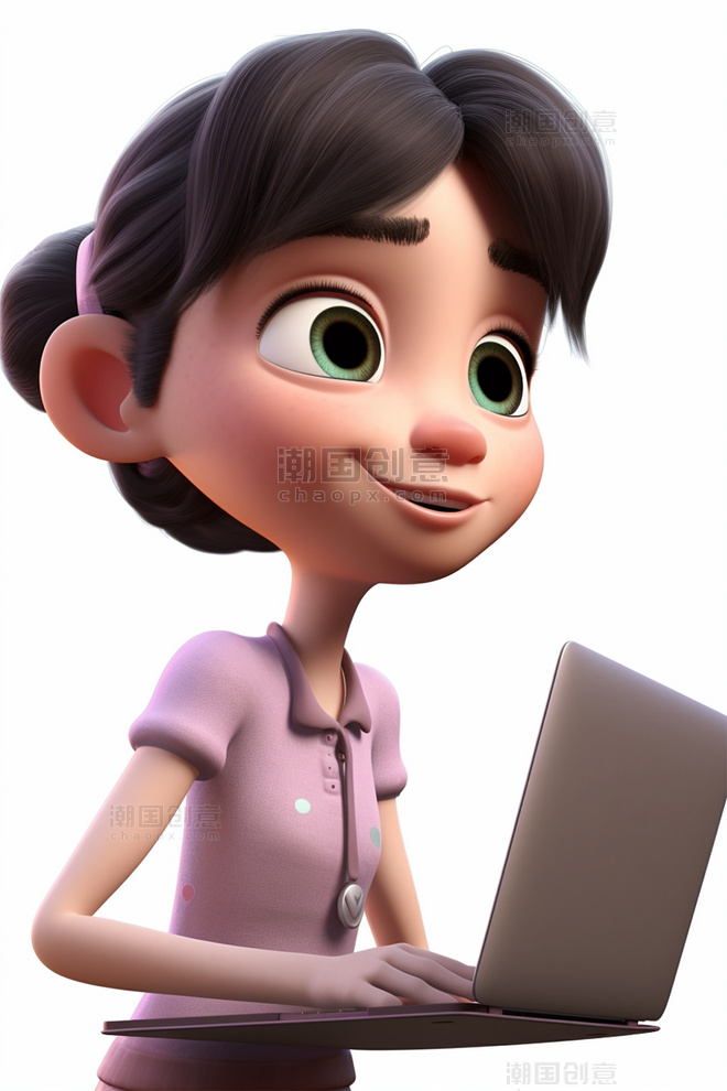 3D可爱风皮克斯风格人物肖像头像IT技术开发职业女孩女性2