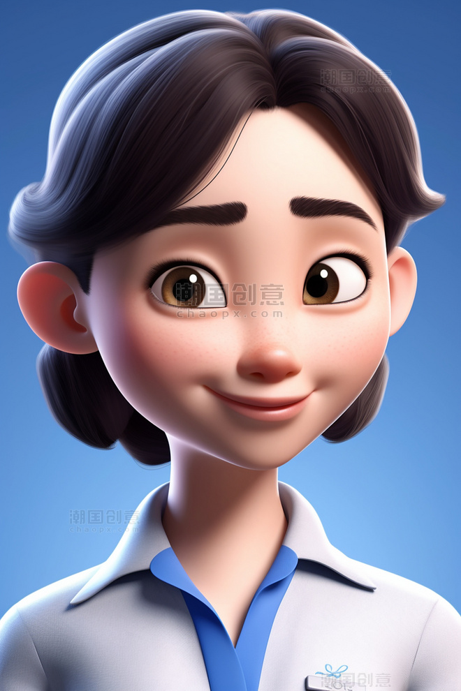 3D可爱风皮克斯风格人物肖像头像人事行政文员职业女性女孩1