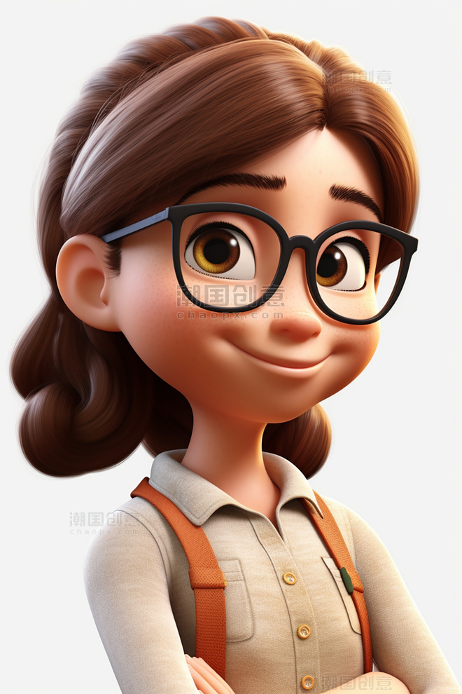3D可爱风皮克斯风格人物肖像头像人事行政文员职业女性女孩2