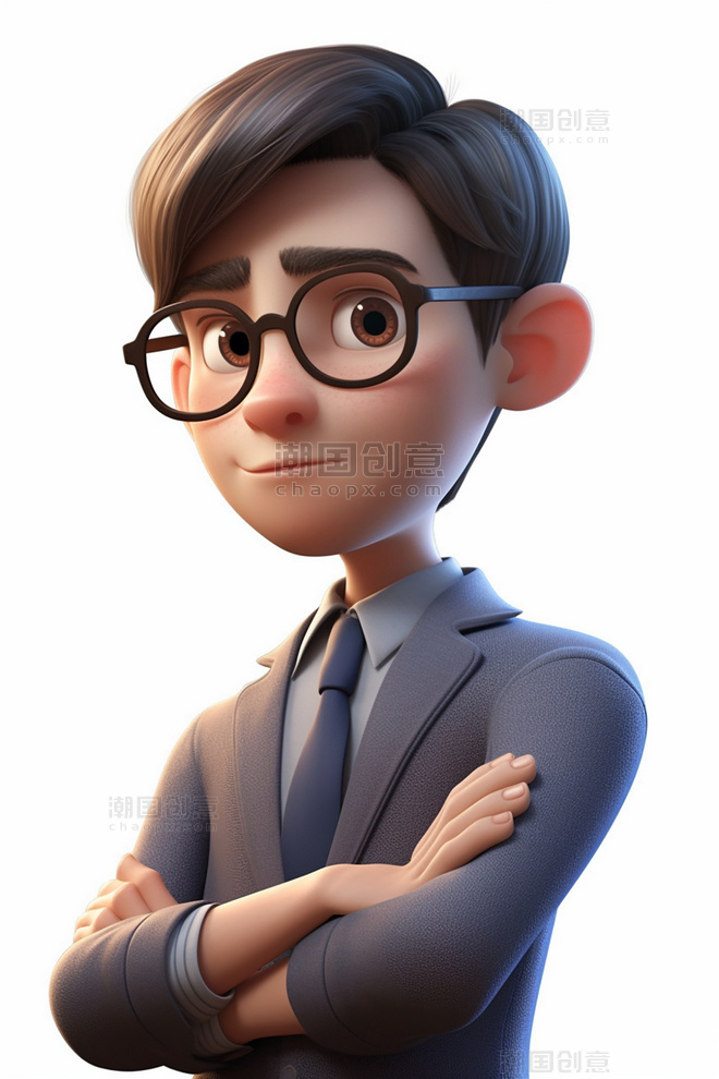 3D可爱风皮克斯风格人物肖像头像白领办公室职员男孩男性2