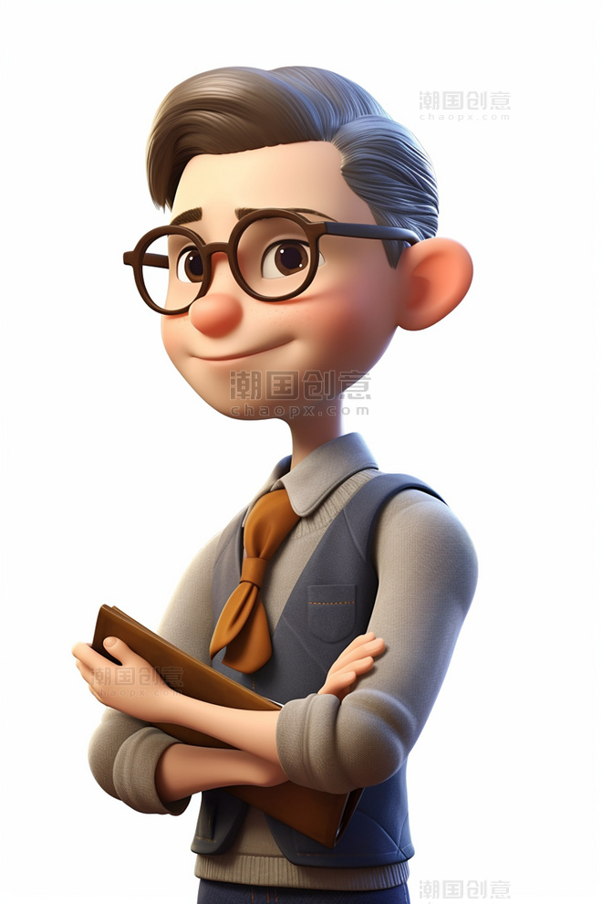 3D可爱风皮克斯风格人物肖像头像教师老师男孩男性1