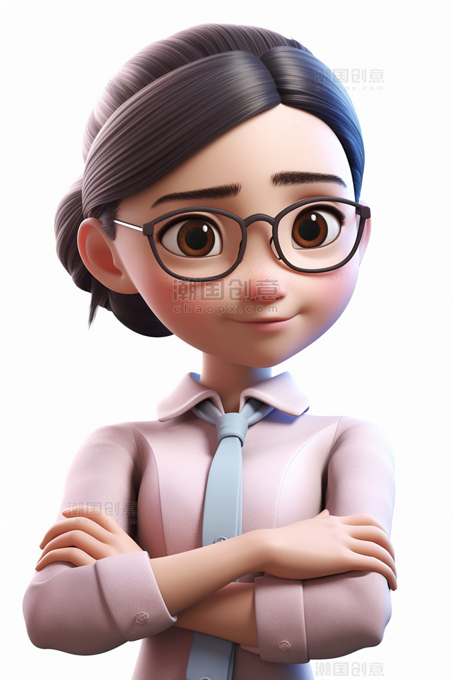 3D可爱风皮克斯风格人物肖像头像银行金融商务咨询职业女性女孩2