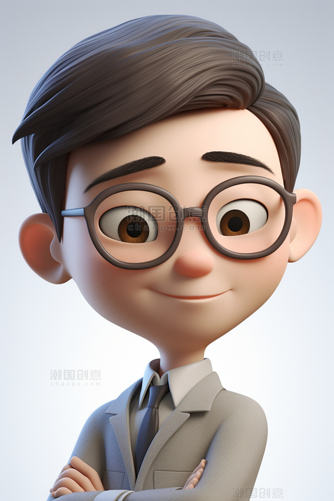 3D可爱风皮克斯风格人物肖像头像银行金融商务咨询职业男孩男性1