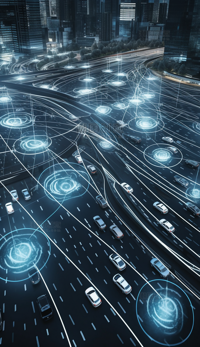 智能驾驶科技全息汽车数字化俯视图
