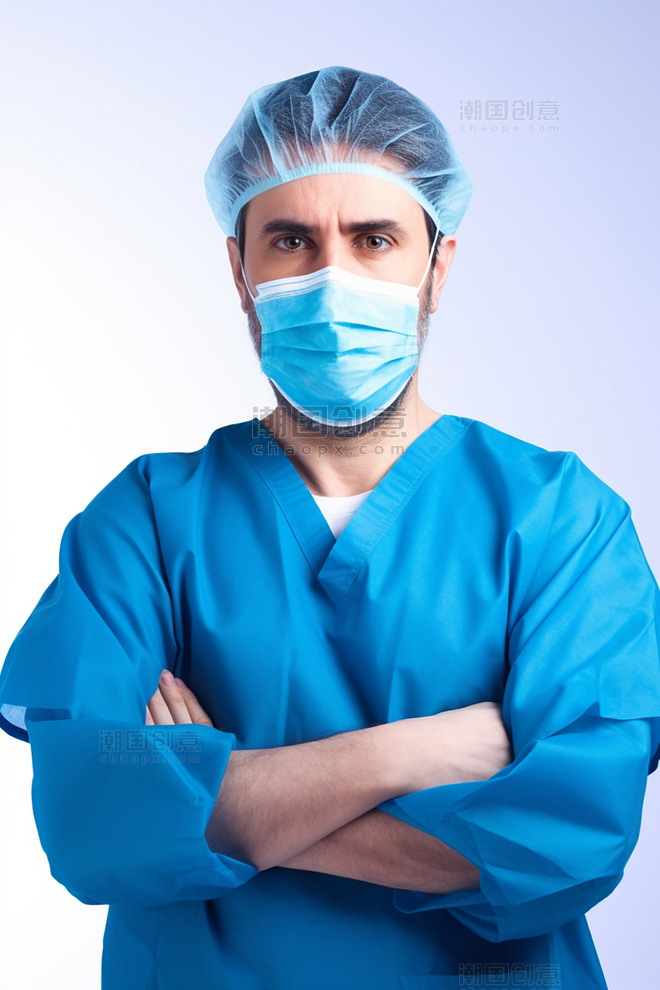 医生身穿手术服人像摄影外科医生手术医疗