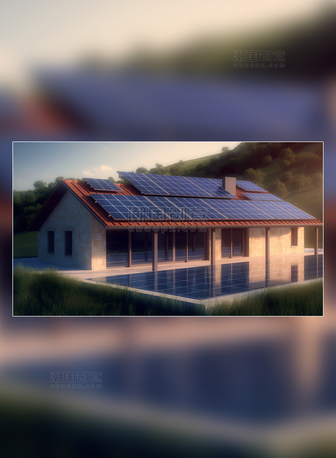 太阳能光伏板新能源电池板清洁能源摄影图